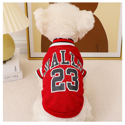 Summer Pet Vest Small Body Hugger American Bulldog Breathable Lightweight Small Dog Lettered Basketball Two-Piece Outfit