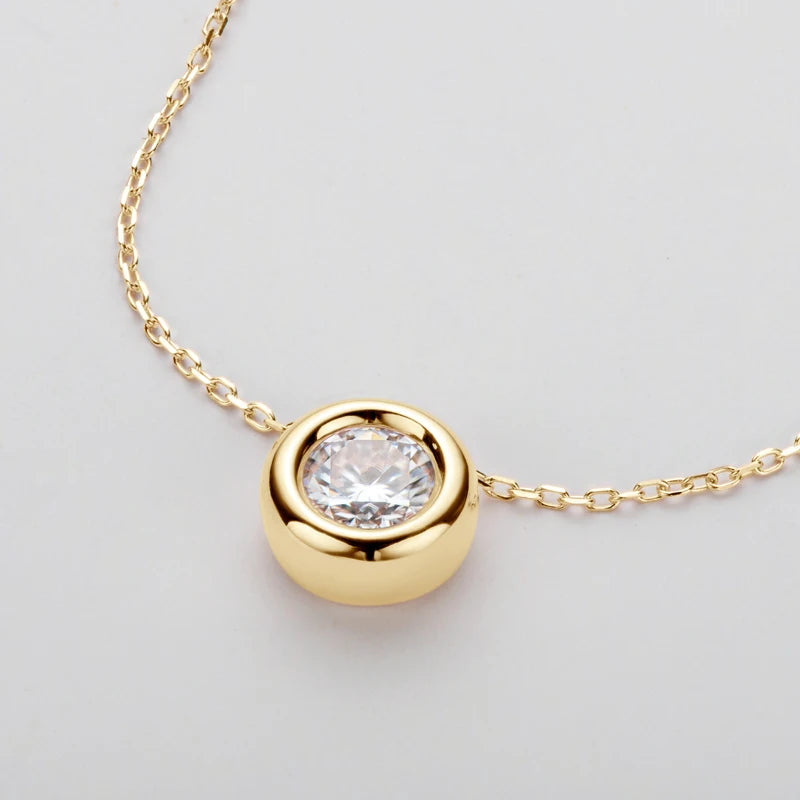 IOGOU Real D VVS1 Moissanite Neclaces 6.5mm Round Pendant for Women 100% Silver 925 Yellow Gold Color Fine Jewelry Wholesale