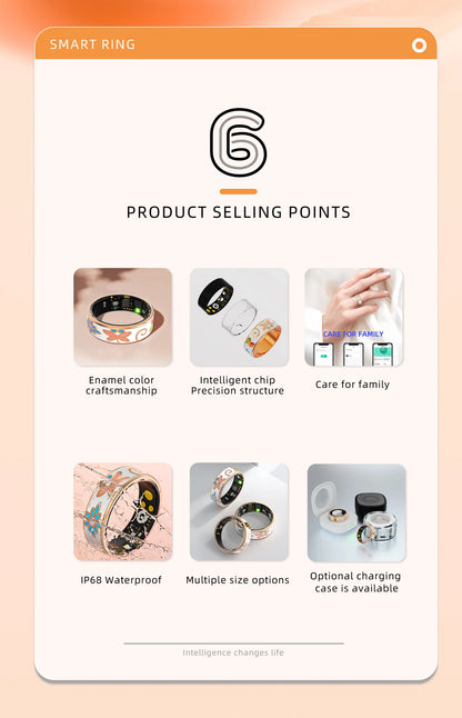 R18 Smart Ring Color Enamels Women Female Stainless Steel Intelligent Finger Ring IP68 Waterproof Smartring Fitness Tracker
