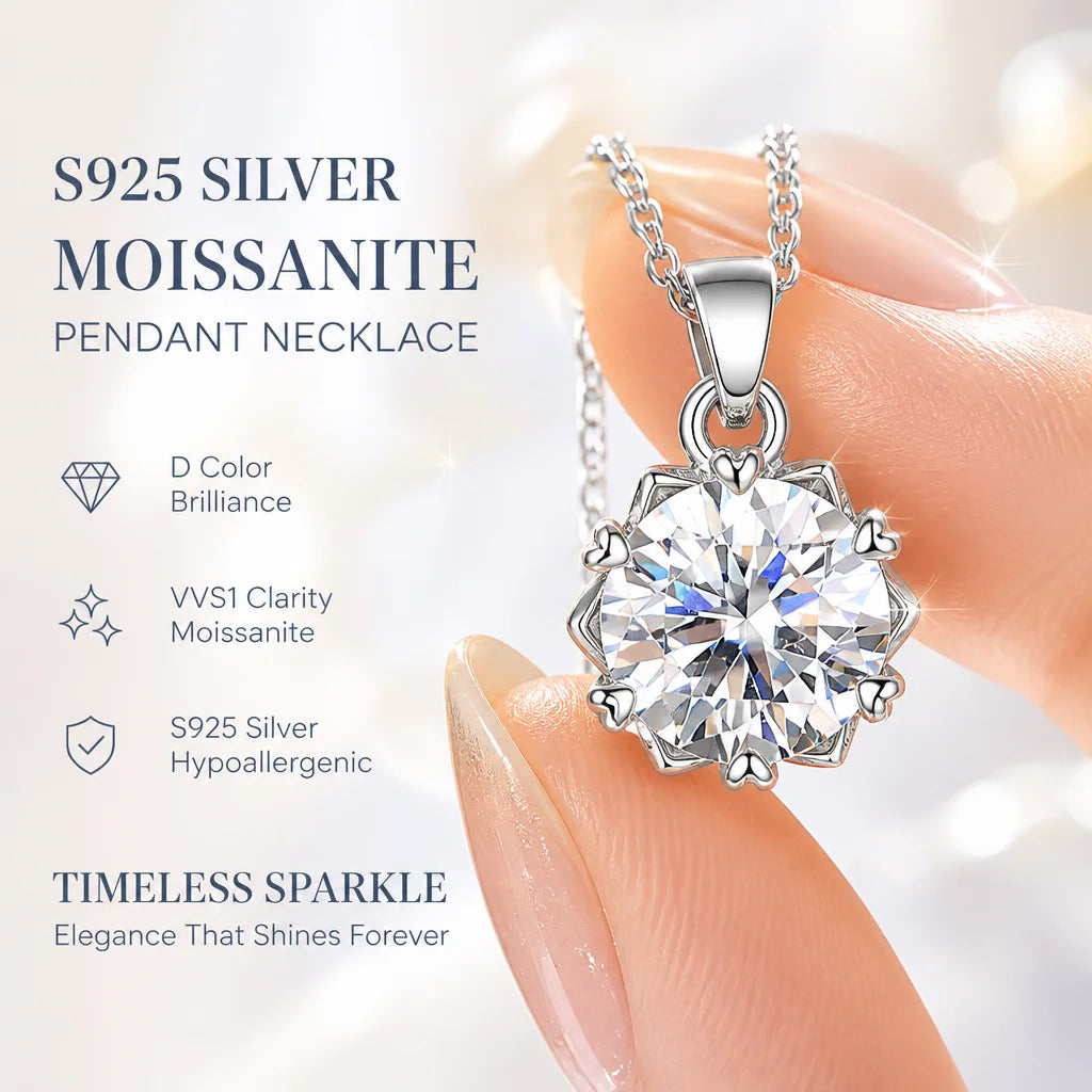 With GRA Certificate 1ct Moissanite Necklace Women's 925 Sterling Silver Plated 18k Gold Pendant Luxury Fine Jewelry