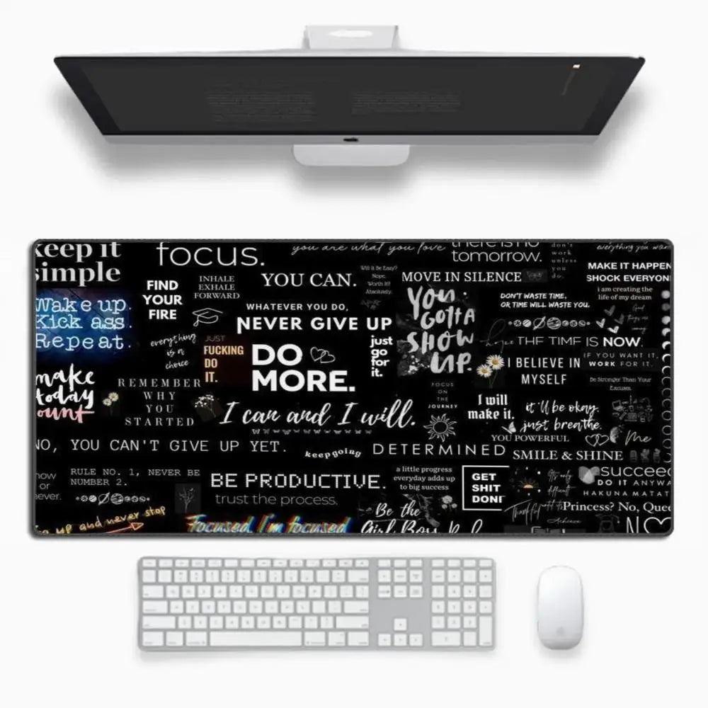 XXL 900*400 Black Motivational Quotes Mouse Pad,Non Slip Lock Edge Rubber Base Mousepad for Gaming Office Keyboard Desktop Use