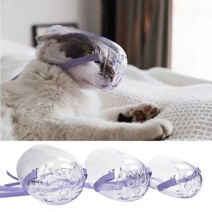 Breathable Kitten Cat Recovery Hollow-Carved Design Pet Mouth Cover Cat Mask Transparent Anti-Bite Cat Muzzle