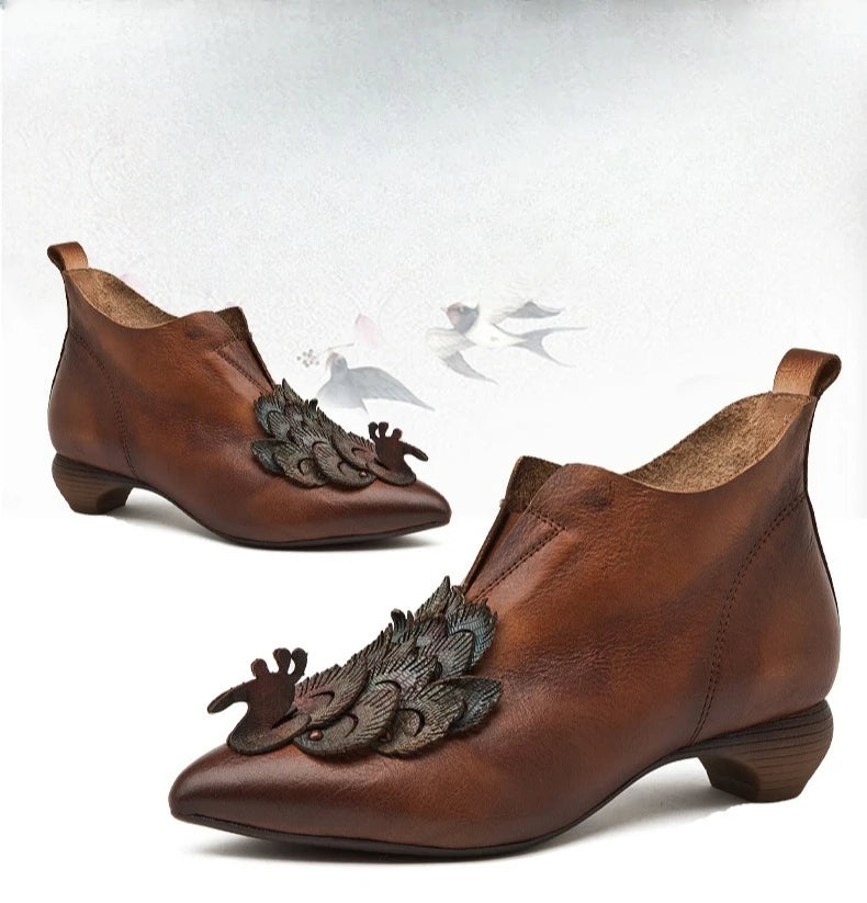 Myjyjz 3.5cm Genuine Leather Women Mary Jane Sandals Shoes Chunky Heels Fashion Hollow Comfy Point Toe Ankle Boots Summer Pumps