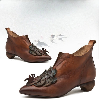 Myjyjz 3.5cm Genuine Leather Women Mary Jane Sandals Shoes Chunky Heels Fashion Hollow Comfy Point Toe Ankle Boots Summer Pumps