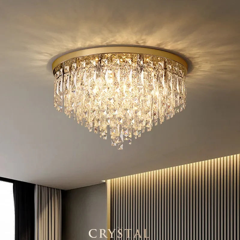 Modern Luxurious Crystal Ceiling Lamp Gold & Silver Color for Living Room Dining Room Bedroom - Elegant Lighting Fixture