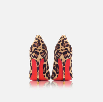 Elegant Women Heeled Luxury Brand Leopard Print Heels 2026 Trend Red Shiny Bottoms Pointed Toe Pumps Prom Ladies Shoes Women 8cm