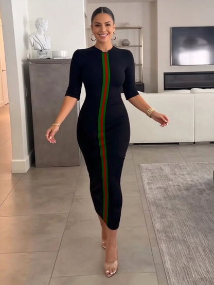 Slim Fit mid Sleeve Hip Hugging mid Length Dress for Women Commuter Slimming Temperament Workwear