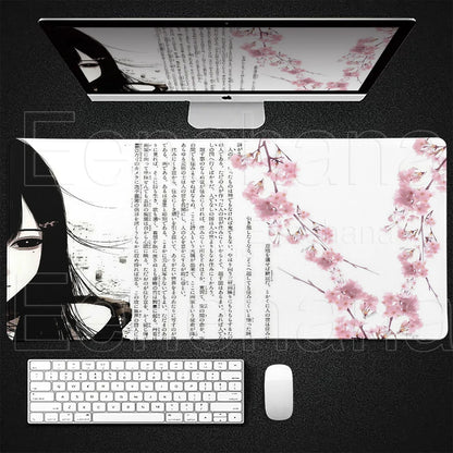 Black White Angel Mouse Pad Large PC Gaming Anime Pretty Girl DeskMat XXL Cartoon Laptop Keyboard Gamer Accessories Office Setup