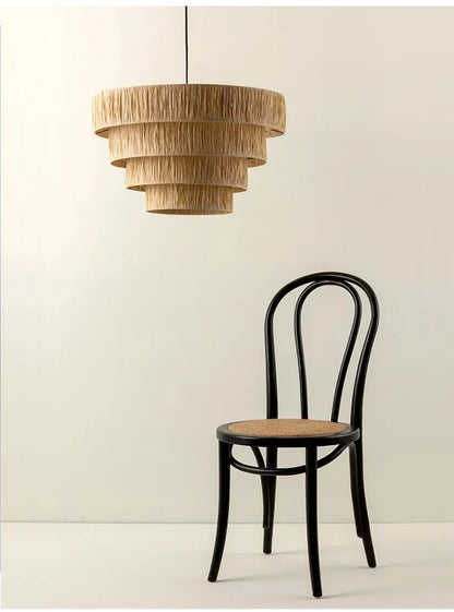 Golden Editions Designer Chandelier woven Rattan Straw Pendant Lights large Rattan lighting suspension wabi sabi Restaurant lamp