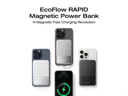 ECOFLOW Rapid Power Bank Wireless 5000mAh, Qi2 Certified Ultra-Fast Magnetic Portable Charger with Stand & Built-in USB-C Cables