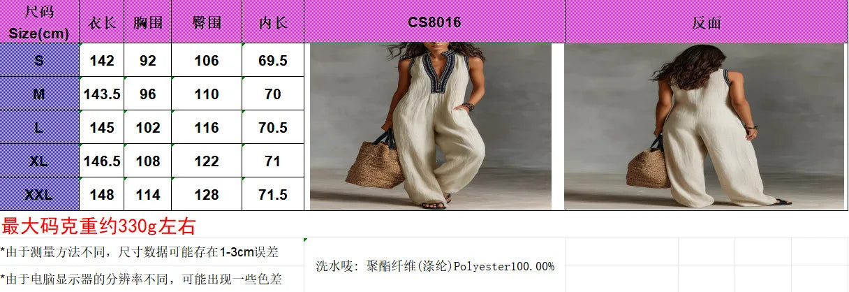 Sexy Deep V Neck Hollow Women's Jumpsuits Vintage Printed High Waist Slim Office Romper Spring Summer Sleeveless Pocket