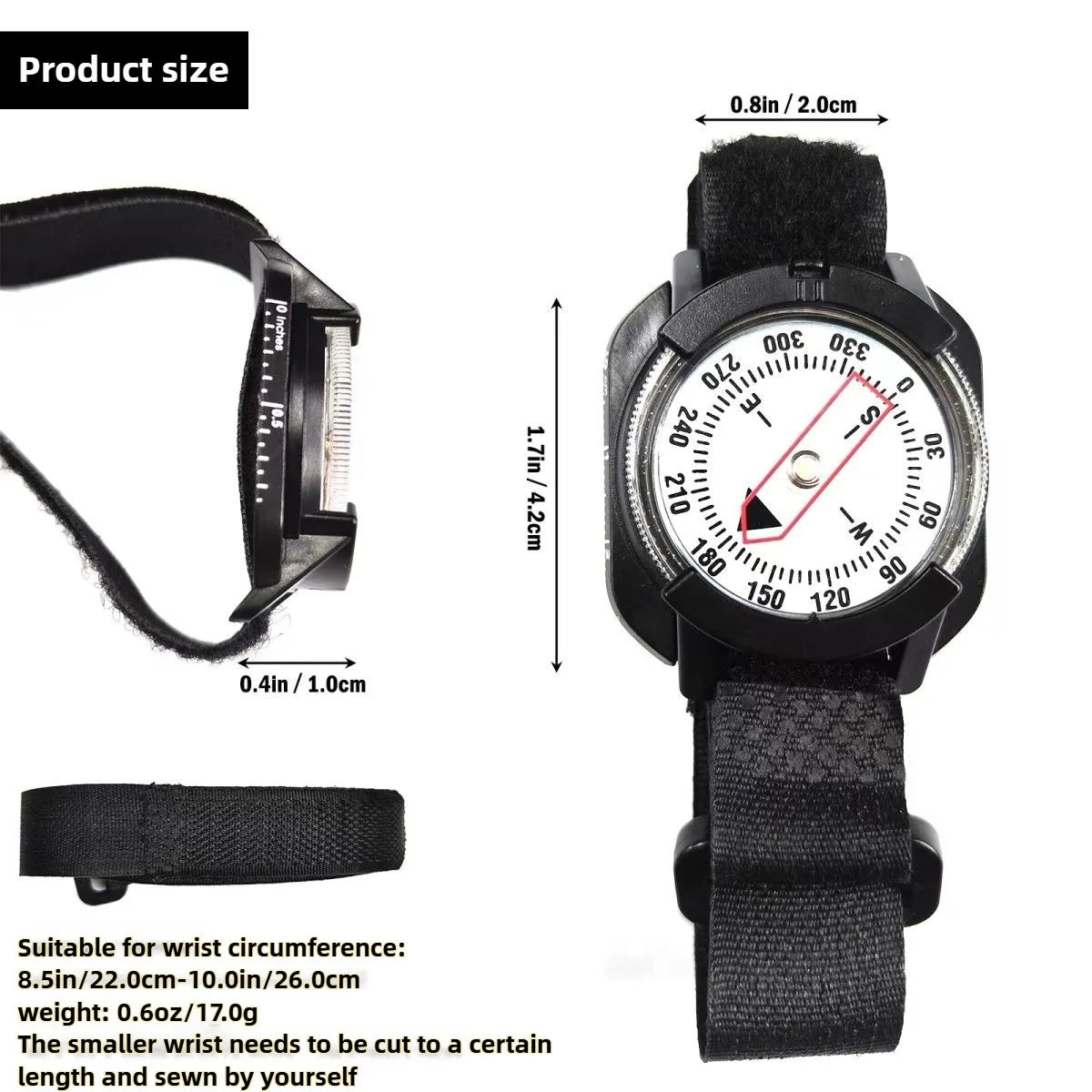 Ultra-Portable Diving Compass Scuba Diving Precise Navigation Compass Wristband Compass Luminous Dial with Wrist Strap Travel