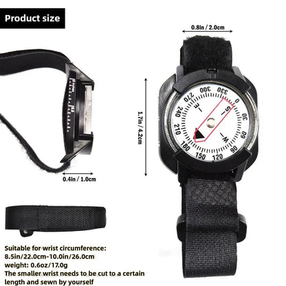 Ultra-Portable Diving Compass Scuba Diving Precise Navigation Compass Wristband Compass Luminous Dial with Wrist Strap Travel