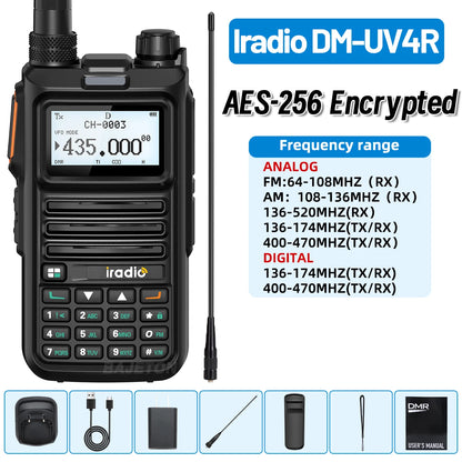 Iradio DM-UV4R DMR Walkie Talkie Dual Mode Dual Time Slot AES-256 Encryption Digital Analog SMS NOAA For RT-4D Ham Radio