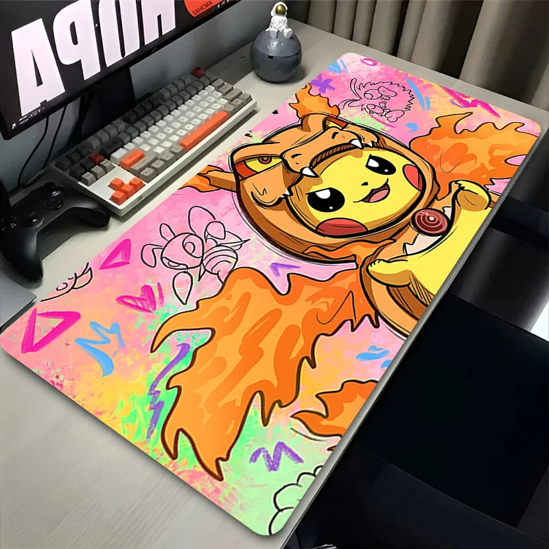 Mouse Pad Large Game Rubber Desk Mat Computer Keyboard Pad P-Pokemon Pikachu PC Gaming Accessories Carpet Kawaii Mousepad