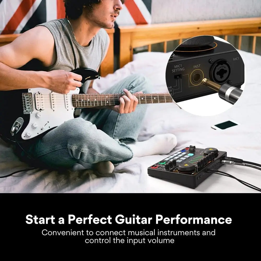 MAONO AME2 Audio Interface Mixer Podcast Studio Console with XLR Input 48V Phantom Power for PC Podcast Recording Live Streaming