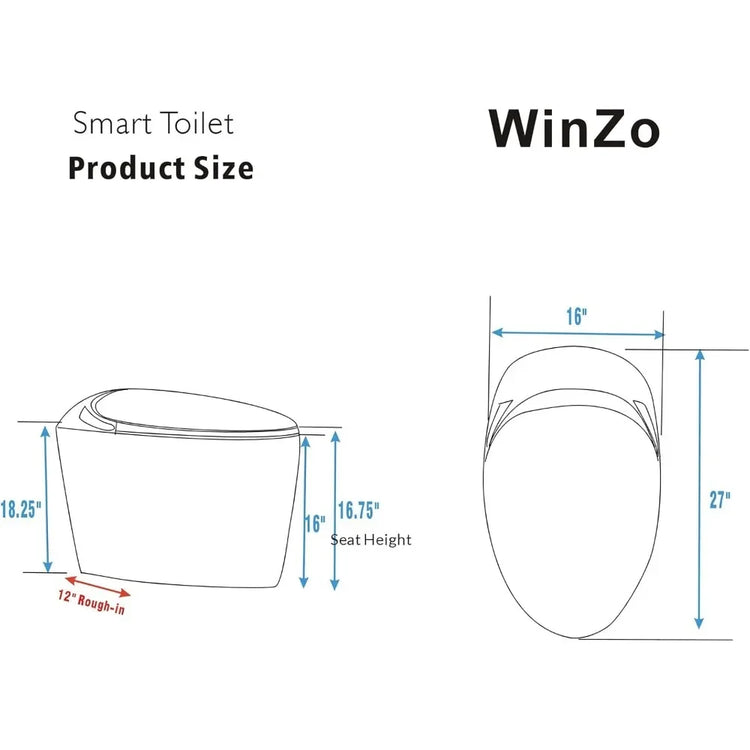 Luxury Smart Toilet With Bidet Seat, Elongated Egg Shaped Modern Design, Auto Open Auto Flush, Adjusted Heated Seat, Warm Water