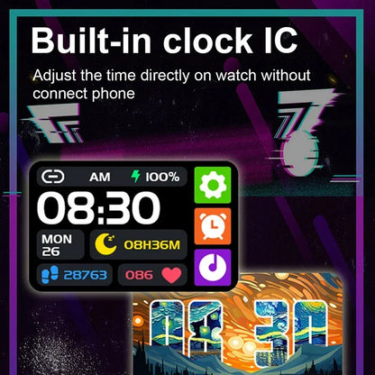 Hip Hop Fashion Personality Smart Watch 1.57-inch HD Screen 24h Continuous Heart Rate Sleep Monitor Game Waterproof Smartwatch
