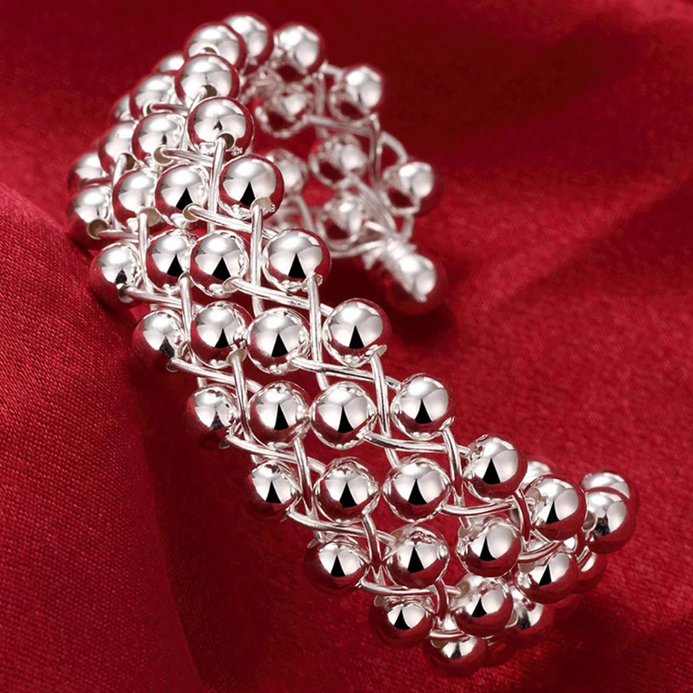 Trendy 925 Sterling Silver Big Bangles Bracelet Cute Charms for Women Lady Fashion Jewelry Adjustment Cuff Wedding Luxury