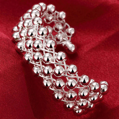 Trendy 925 Sterling Silver Big Bangles Bracelet Cute Charms for Women Lady Fashion Jewelry Adjustment Cuff Wedding Luxury