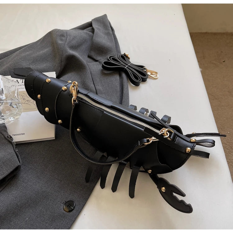 PU Zipper Commuting Crossbody Bags Lobster Shape Niche 2025 High Quality Ladies Bags Solid Color Rivet Fashion Shoulder Bags