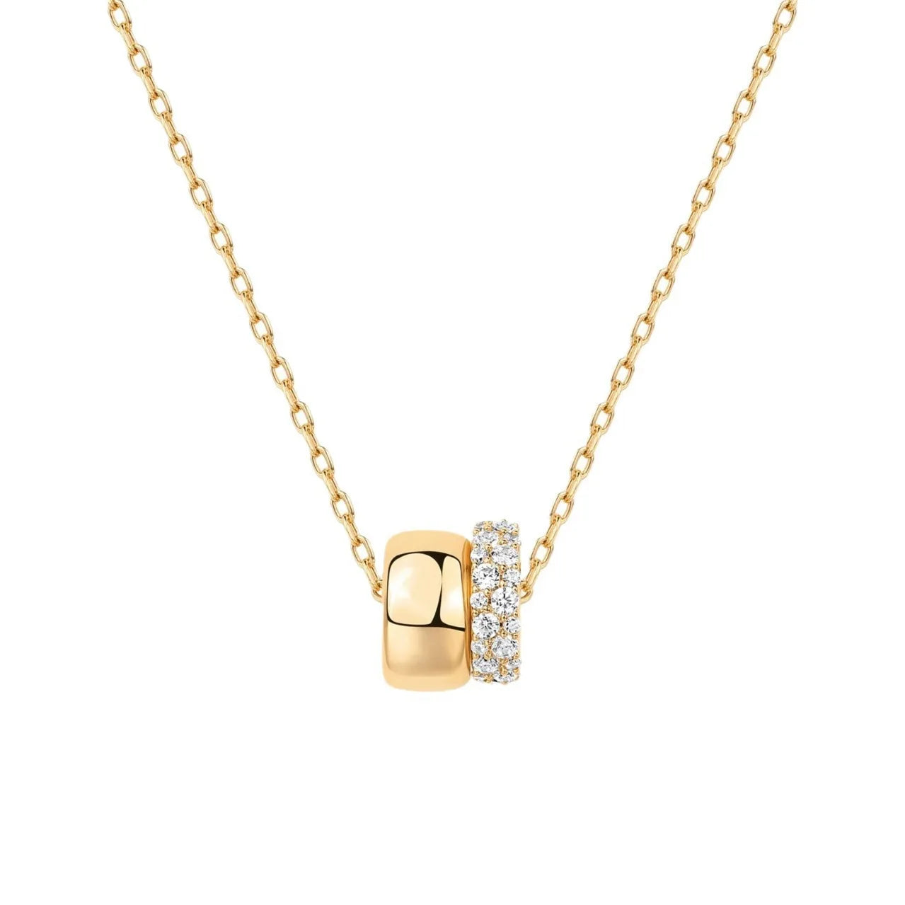 Fashion Light Luxury Diamond Double Circle Small Waist Pendant Fashion All-match Collarbone Chain Women Necklace Jewelry
