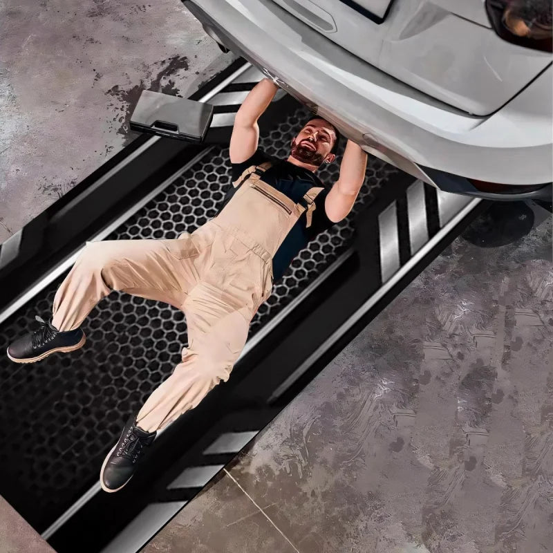 VIKAMA Motorcycle Garage Floor Mat Cyber Style Workshop Non-Slip Wear-Resistant Display Mat Hallway Decorative Carpet