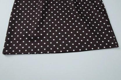 Dulzura Turtleneck Short Sleeve Lace Up Hollow Out Polka Dot Mini Dress Women'S Fashion Sexy Elegant Dress Party Vacation Outfit