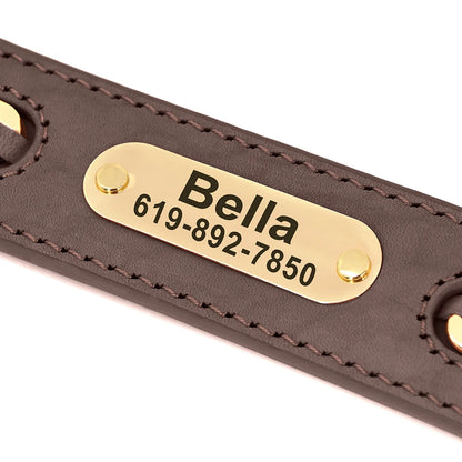 Custom Leather Dog Collar Accessories Personalized ID Tag Nameplate Collars For Small Medium Large Dogs French Bulldog Pitbull