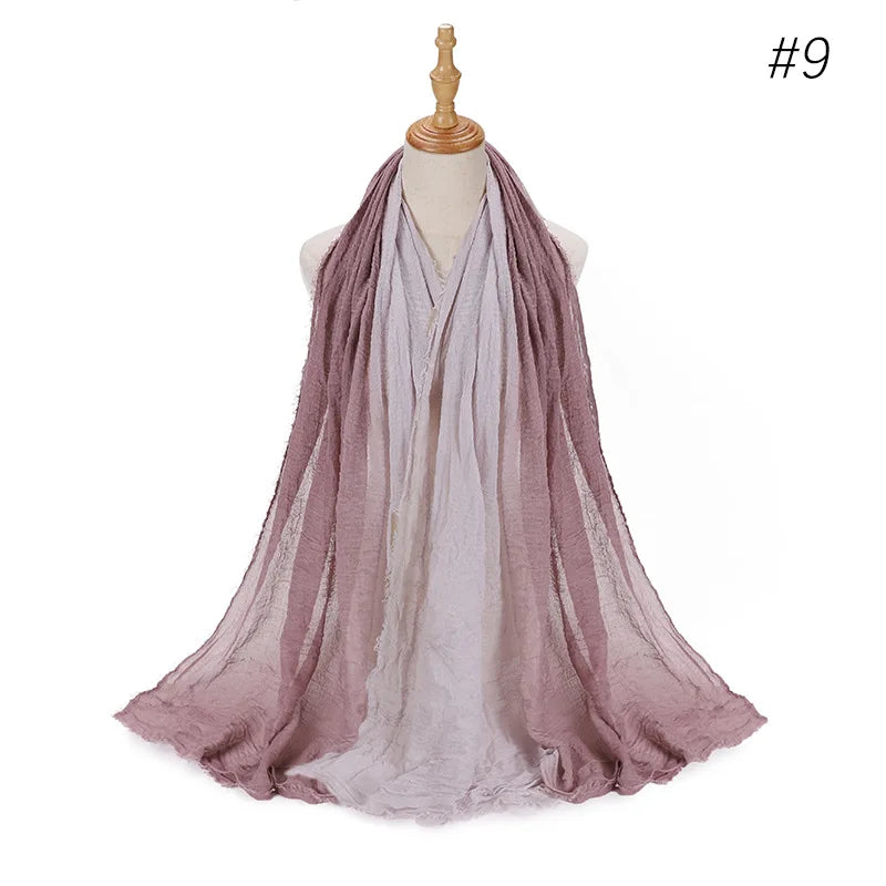 180*90cm Gradient Cotton Linen Women Muslim Hijab Scarf Woman Islamic Arab Shawl Wrap Head Scarves Ready To Wear Headscarf