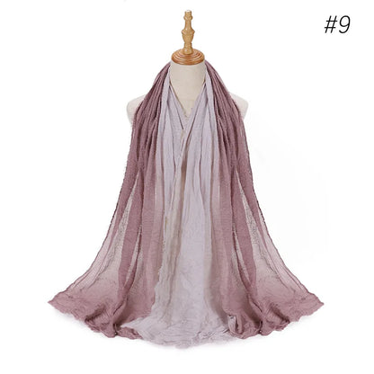 180*90cm Gradient Cotton Linen Women Muslim Hijab Scarf Woman Islamic Arab Shawl Wrap Head Scarves Ready To Wear Headscarf