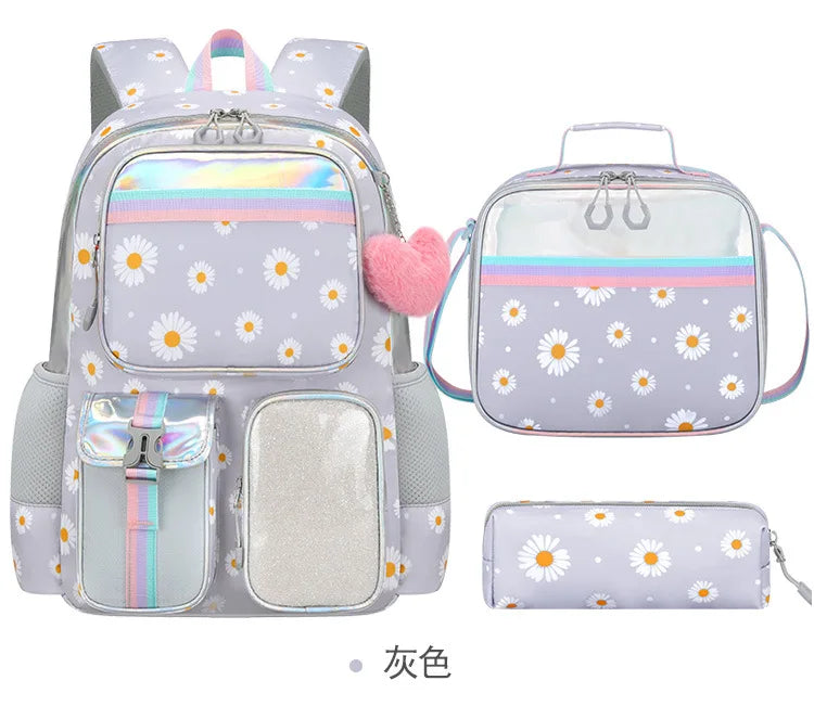 Cute Student Backpack 3pcs/set Primary Schoolbag Rabbits and Quicksand Kawaii Student Backpack Teenage Girls Handbag Rucksack