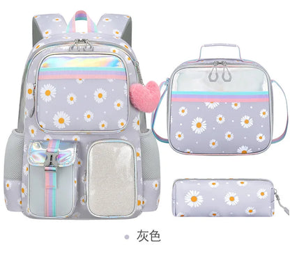 Cute Student Backpack 3pcs/set Primary Schoolbag Rabbits and Quicksand Kawaii Student Backpack Teenage Girls Handbag Rucksack