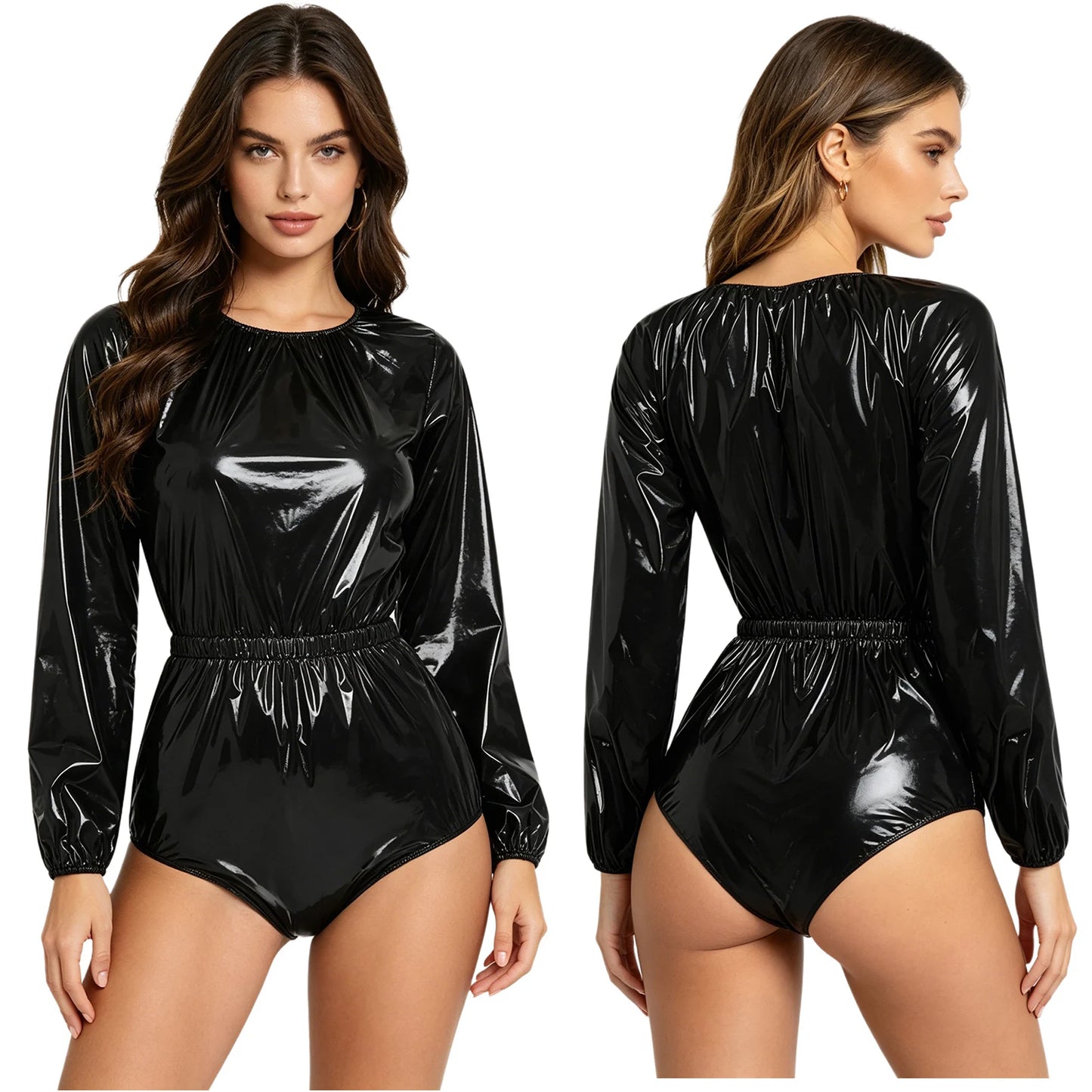 Men Women Waterproof Glossy Bodysuit Leak-proof Washable Diaper Cover Elderly Bedridden Special Needs Adaptive Jumpsuit Swimwear