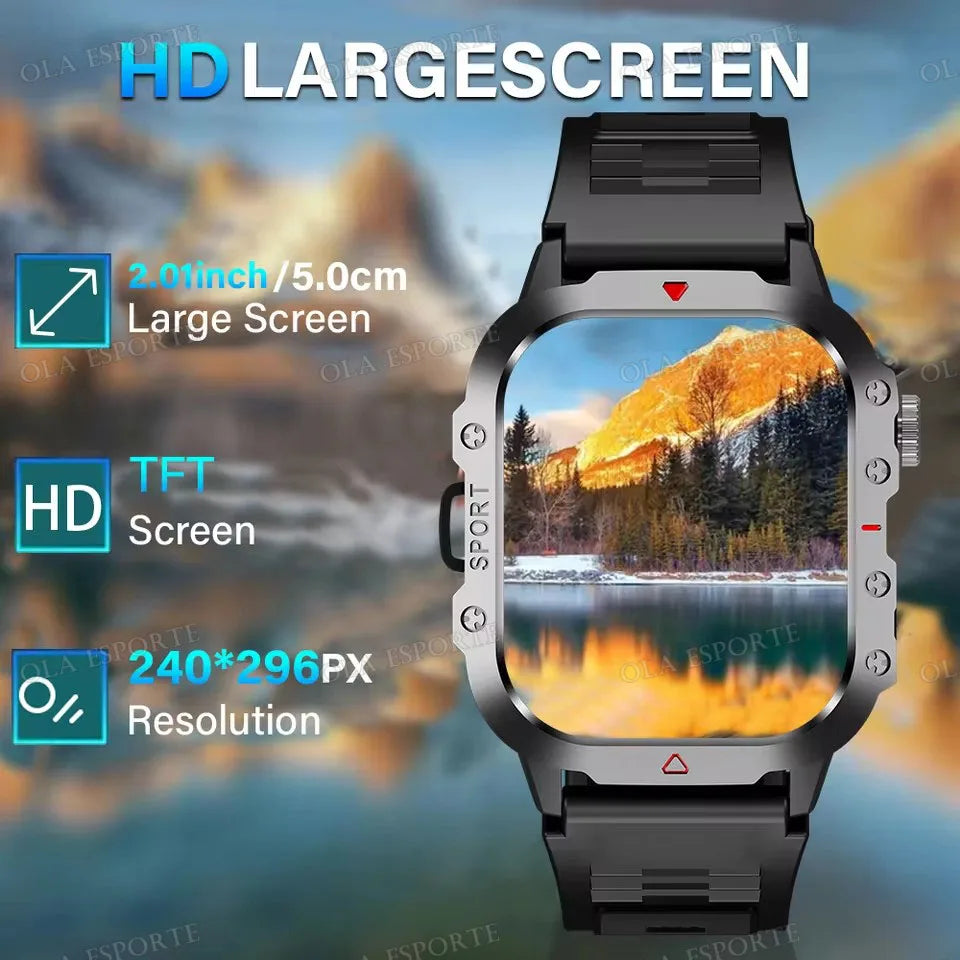 Military GPS Smart Watches For Men Flashlight Waterproof Outdoor Sport Tracker Bluetooth Call Smartwatch Man Women 2025 Pk h12