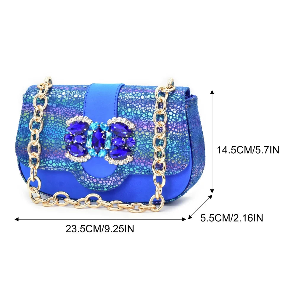 Women Italian Shoes and Matching Bags Sets Decorated with Rhinestone Luxury Designer Shoes Women Pumps for Bride Wedding