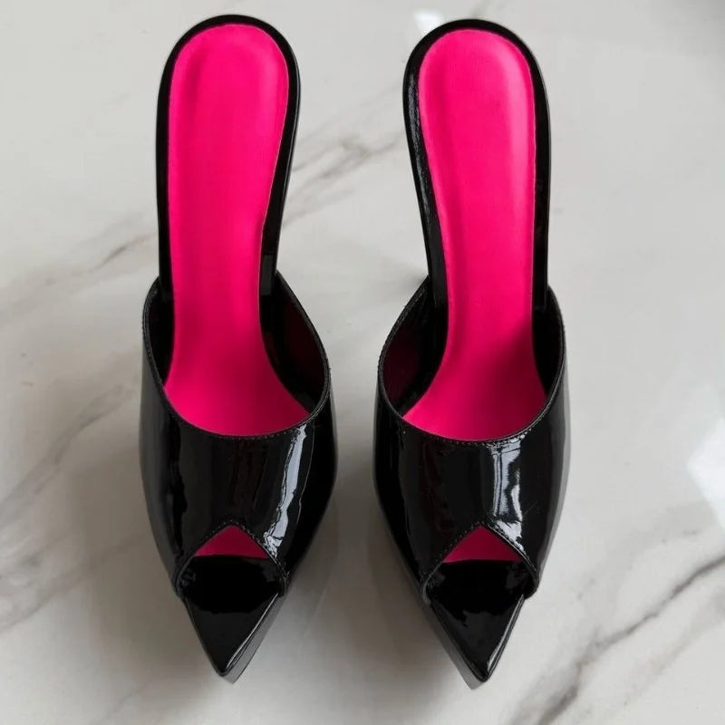 Summer Women's Pointed Toe Open Toe Stiletto Cool Slippers Fashion Women's Wedding Dance Shoes  Luxury Sandals Slippers