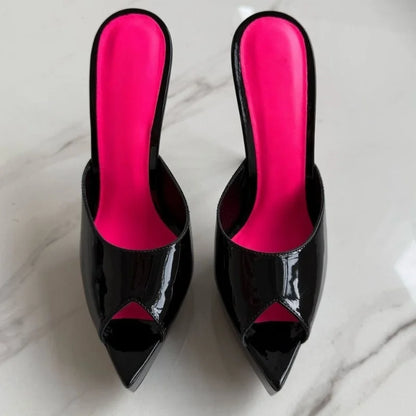 Summer Women's Pointed Toe Open Toe Stiletto Cool Slippers Fashion Women's Wedding Dance Shoes  Luxury Sandals Slippers