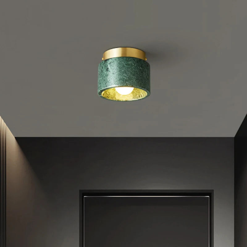 Nordic Marble Downlight Living Bedroom Room Decor Marble Ceiling Light Green White Stone Corridor Aisle Lamp