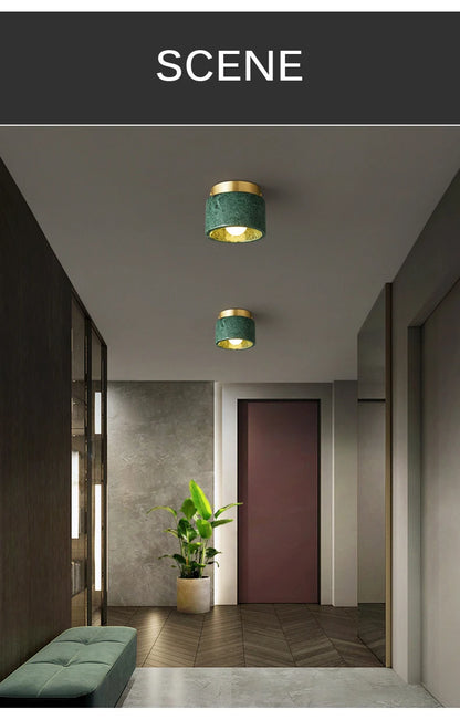 Nordic Marble Downlight Living Bedroom Room Decor Marble Ceiling Light Green White Stone Corridor Aisle Lamp