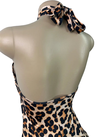 Women Jumpsuit Spring Summer Fashion Letter Print Crossed-Neck Deep V Backless Shorts Jumpsuit Girl Sexy Leopard Bodycon Rompers