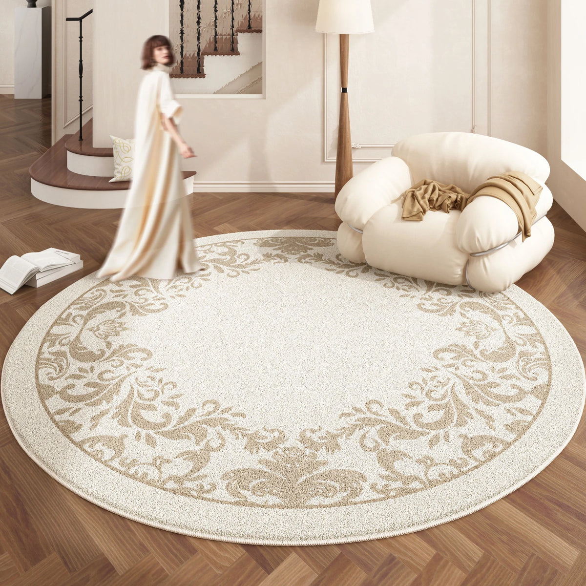 European Style Rugs for Bedroom Home Fluffy Soft Floor Mat Thicken Plush Living Room Decoration Round Carpet Washable Lounge Rug