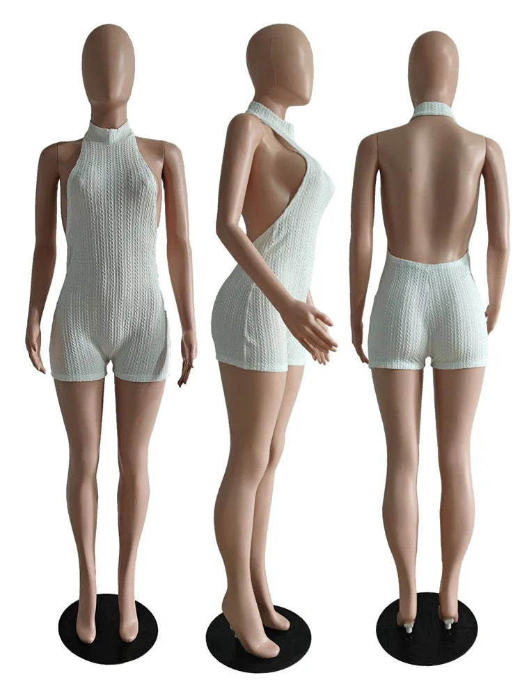 Wholesale Clothing Casual Jumpsuit Women 2024 One-pieces Rompers Womens Summer Backless White Bodycon Fitness Romper Playsuits