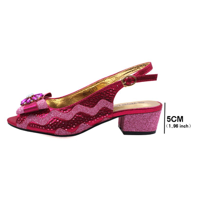 Golden Elegant Ladies Shoes Matching Bag Set Slingbacks Peep Toe Low Heels Fashion New Design Italian for Wedding