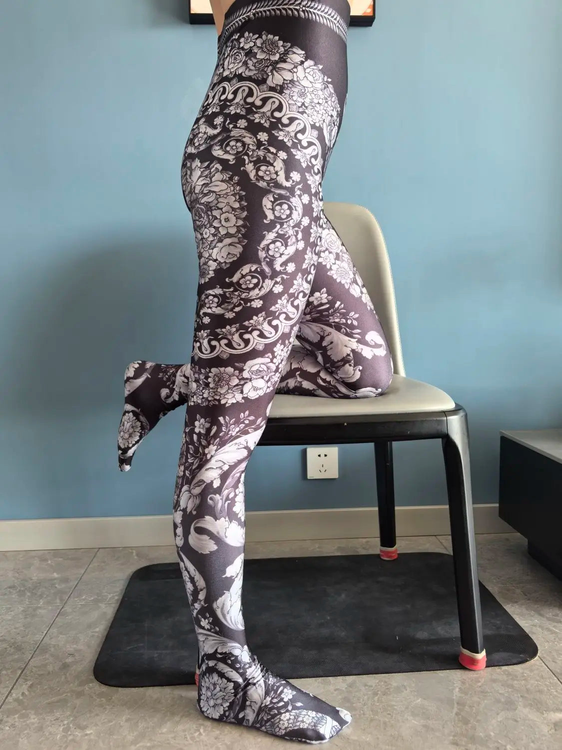 No elastic leopard print seam high waist tights yoga pants Plus size women sports tight leggings