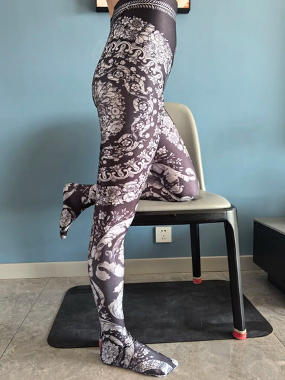 No elastic leopard print seam high waist tights yoga pants Plus size women sports tight leggings