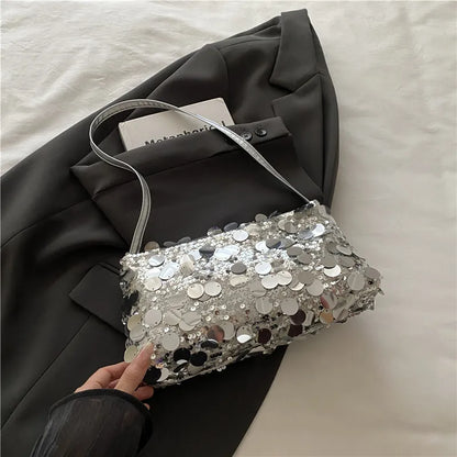 Sequin Evening Party Shoulder Bags for Women Lightweight Portable Ladies strap Crossbody Bag Solid Color fashion Female Handbag