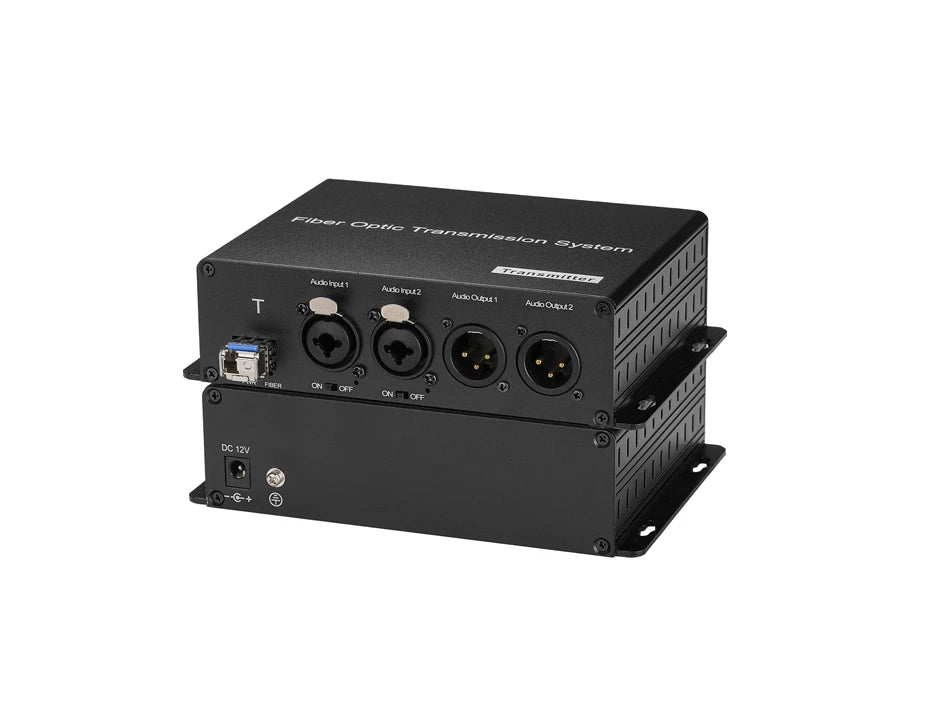 Passive Microphone 48V Phantom Power XLR Audio Over Fiber Optical 2 Channel BIDI Audio Signals
