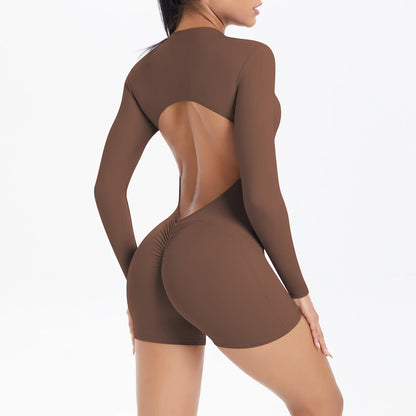 Women's Sports Shapewear Women Zipper Short Sleeve One Piece Gym Suit Breathable Quick Drying Sports Yoga Clothing Bodysuit