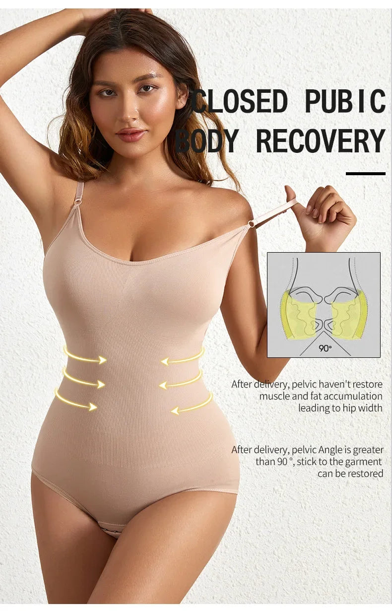 1 Piece Solid Seamless Brief Shaping Shapewear Bodysuit, Tummy Control Butt Lifting Slimmer Body Shaper, Women's Underwear